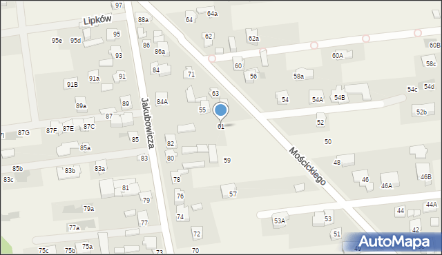 Lipków, Mościckiego Ignacego, 61, mapa Lipków
