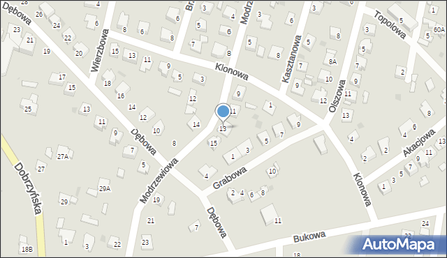 Lipno, Modrzewiowa, 13, mapa Lipno