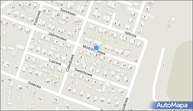 Lipsko, Modrzewiowa, 6, mapa Lipsko