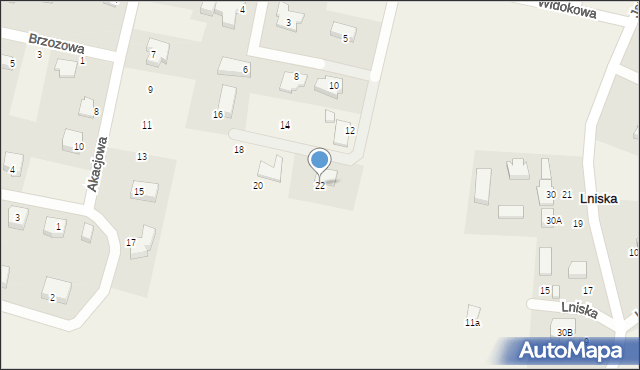Lniska, Modrzewiowa, 22, mapa Lniska