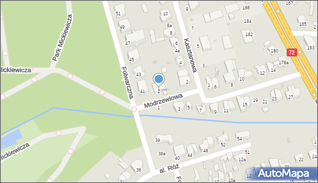 Łódź, Modrzewiowa, 2, mapa Łodzi
