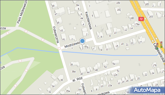 Łódź, Modrzewiowa, 3, mapa Łodzi