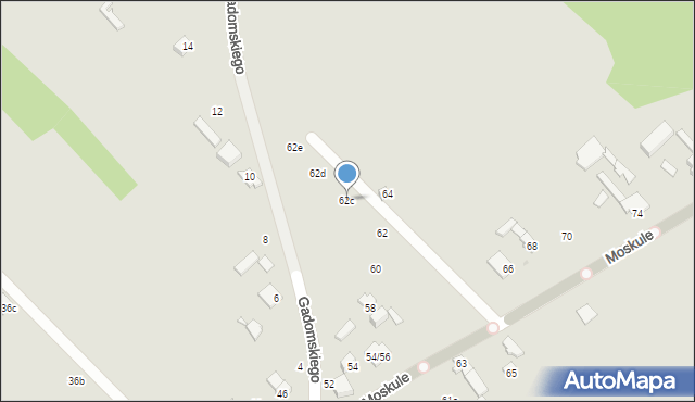 Łódź, Moskule, 62c, mapa Łodzi