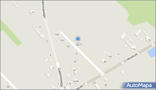 Łódź, Moskule, 64, mapa Łodzi