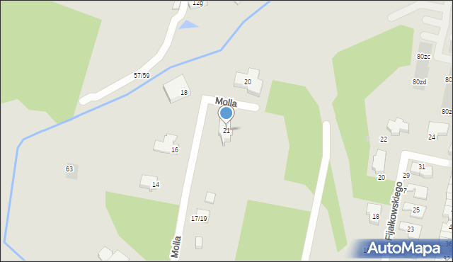 Łódź, Molla Jana, prof., 21, mapa Łodzi