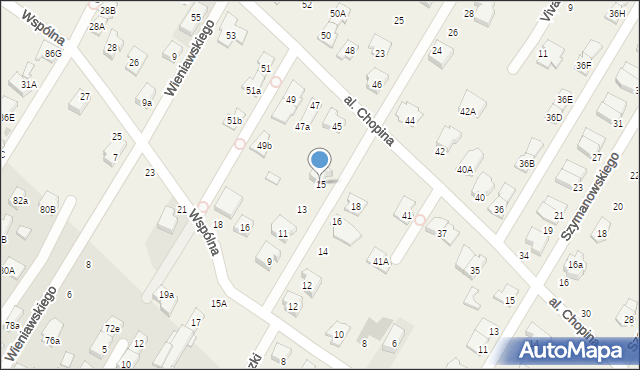 Łomianki Dolne, Moniuszki Stanisława, 15, mapa Łomianki Dolne