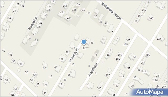 Łomianki Dolne, Moniuszki Stanisława, 34, mapa Łomianki Dolne