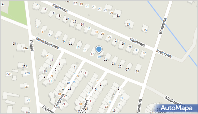 Łomża, Modrzewiowa, 19, mapa Łomży