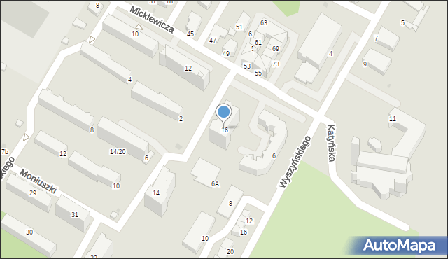 Łomża, Moniuszki Stanisława, 16, mapa Łomży