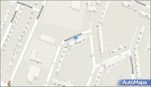 Lubin, Modrzewiowa, 16, mapa Lubin