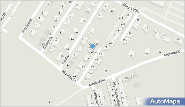 Lubin, Moniuszki Stanisława, 17a, mapa Lubin