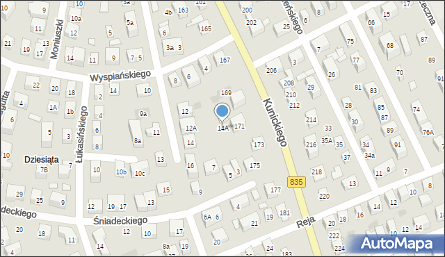 Lublin, Mochnackiego Maurycego, 14A, mapa Lublina