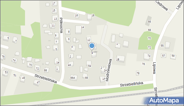 Luzino, Modrzewiowa, 4, mapa Luzino