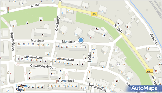 Lwówek Śląski, Morcinka Gustawa, 4, mapa Lwówek Śląski