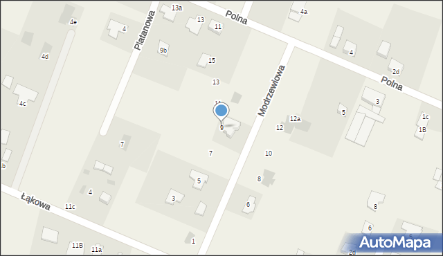 Łysomice, Modrzewiowa, 9, mapa Łysomice