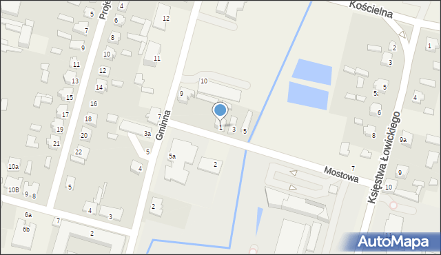 Łyszkowice, Mostowa, 1, mapa Łyszkowice