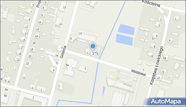 Łyszkowice, Mostowa, 3, mapa Łyszkowice