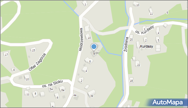 Maków Podhalański, Modrzewiowa, 8, mapa Maków Podhalański