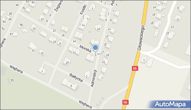 Malbork, Morska, 1, mapa Malborka