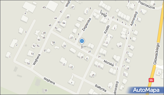 Malbork, Morska, 20, mapa Malborka