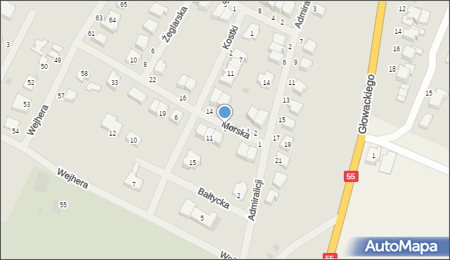Malbork, Morska, 9, mapa Malborka