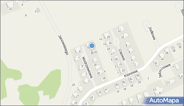 Masłomiąca, Modrzewiowa, 10, mapa Masłomiąca