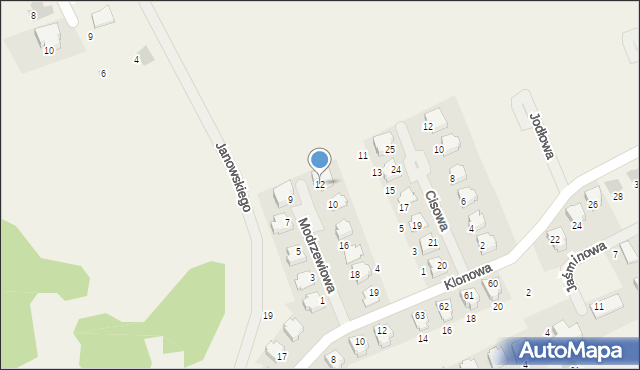 Masłomiąca, Modrzewiowa, 12, mapa Masłomiąca