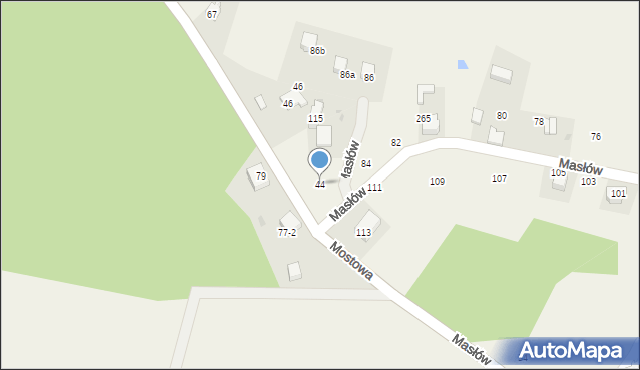 Masłów, Mostowa, 44, mapa Masłów