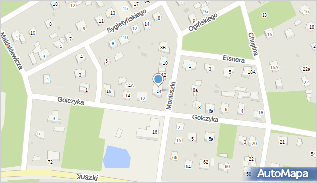 Międzyborów, Moniuszki Stanisława, 14, mapa Międzyborów