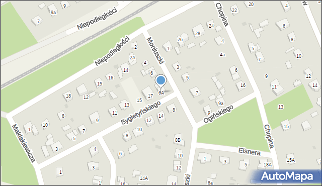 Międzyborów, Moniuszki Stanisława, 6A, mapa Międzyborów