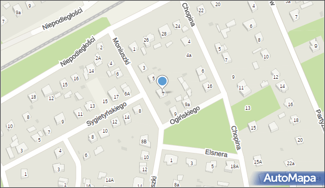 Międzyborów, Moniuszki Stanisława, 7, mapa Międzyborów