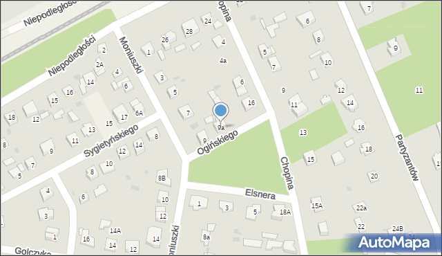 Międzyborów, Moniuszki Stanisława, 9a, mapa Międzyborów