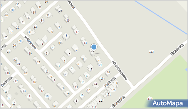 Międzyrzec Podlaski, Modrzewiowa, 9, mapa Międzyrzec Podlaski