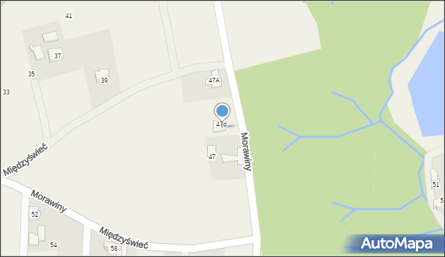 Międzyświeć, Morawiny, 47e, mapa Międzyświeć