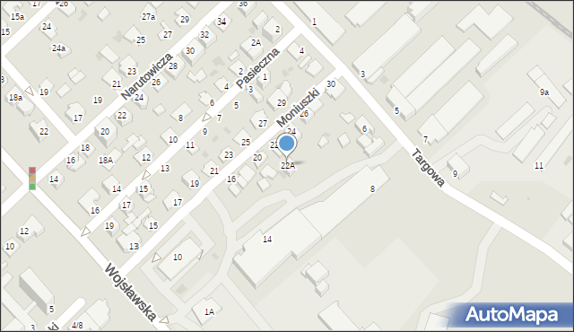 Mielec, Moniuszki Stanisława, 22A, mapa Mielca