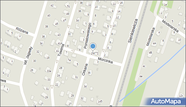 Mielec, Morcinka Gustawa, 2/4, mapa Mielca