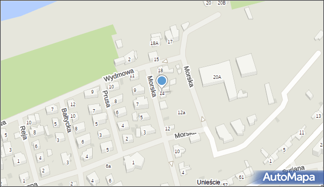 Mielno, Morska, 14, mapa Mielno
