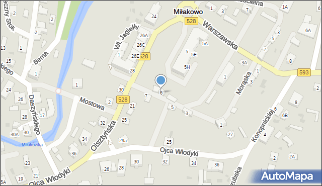 Miłakowo, Morąska, 6, mapa Miłakowo