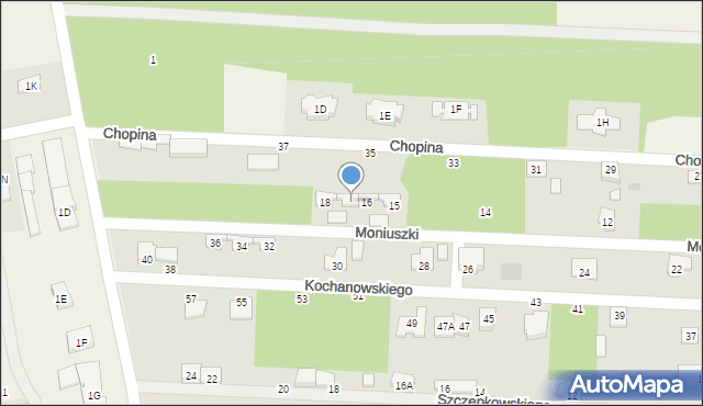 Milanówek, Moniuszki Stanisława, 17, mapa Milanówek