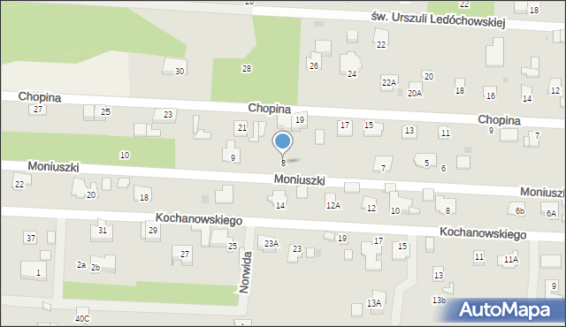 Milanówek, Moniuszki Stanisława, 8, mapa Milanówek