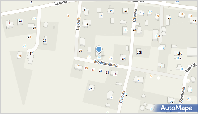 Mnichowice, Modrzewiowa, 14, mapa Mnichowice