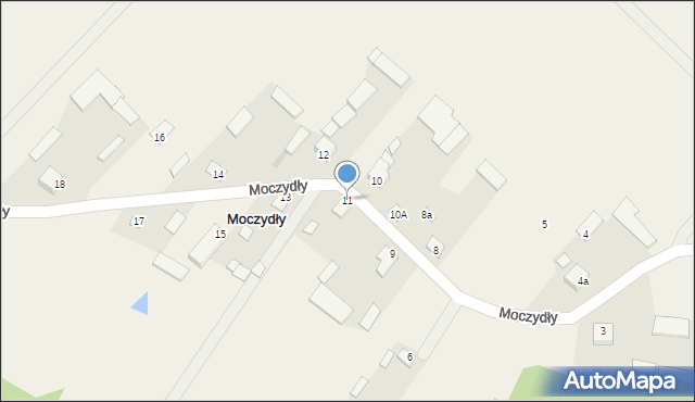 Moczydły, Moczydły, 11, mapa Moczydły