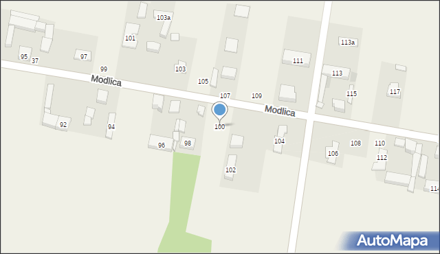 Modlica, Modlica, 100, mapa Modlica