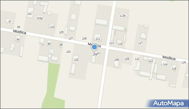 Modlica, Modlica, 104, mapa Modlica