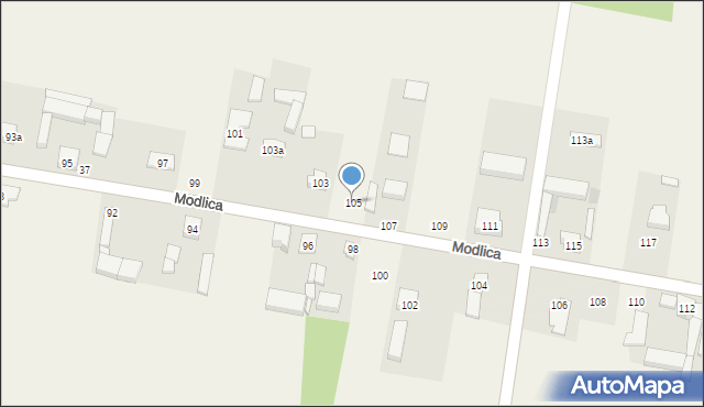 Modlica, Modlica, 105, mapa Modlica