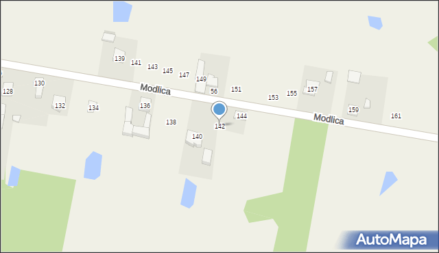 Modlica, Modlica, 142, mapa Modlica