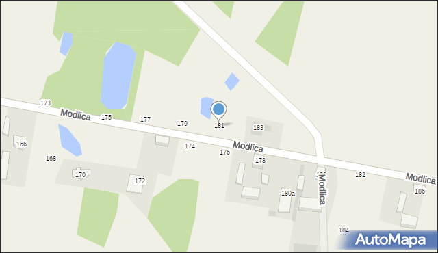 Modlica, Modlica, 181, mapa Modlica