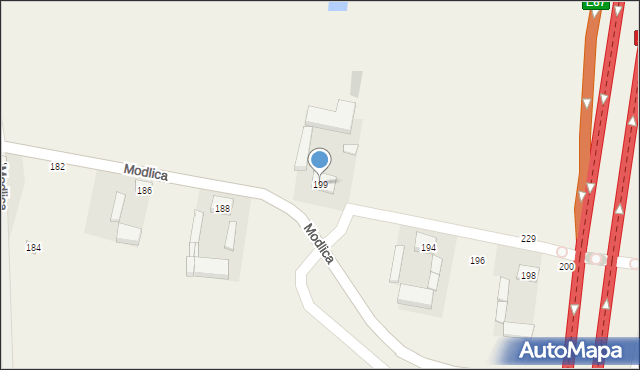 Modlica, Modlica, 199, mapa Modlica