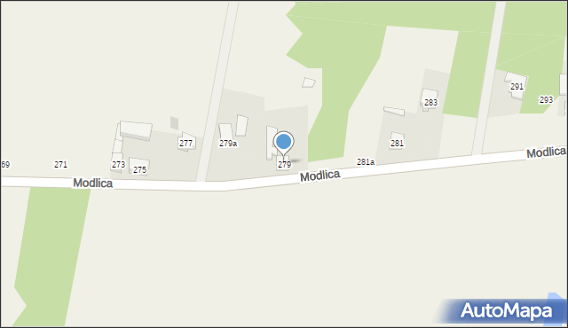 Modlica, Modlica, 279, mapa Modlica