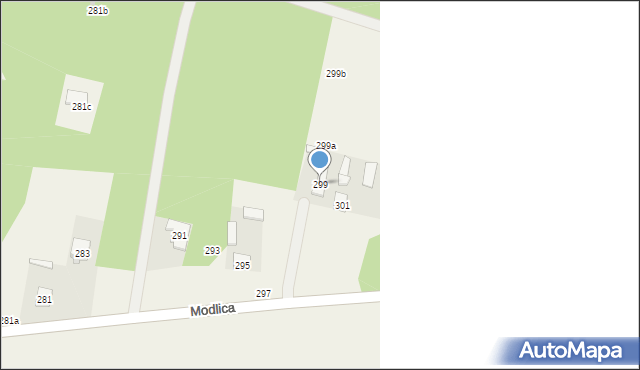 Modlica, Modlica, 299, mapa Modlica
